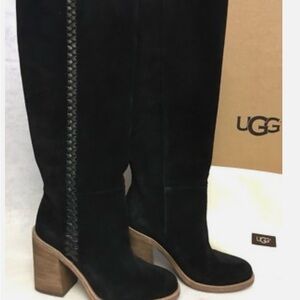 UGG Black Heeled Boots with Brown Sole
